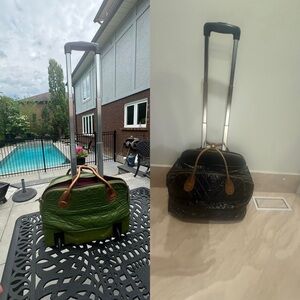 CHANEL Black Vintage Carryon/luggage Trolley with Brown Trim